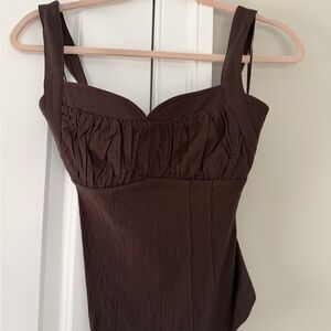 NWT Free People Dark Brown Ruched Top